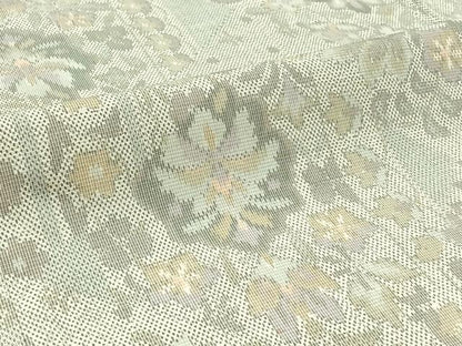 平和屋着物▽上質な紬 単衣 草花文 正絹 逸品 AABB8399jh