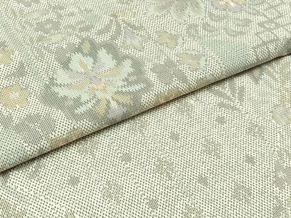 平和屋着物▽上質な紬 単衣 草花文 正絹 逸品 AABB8399jh