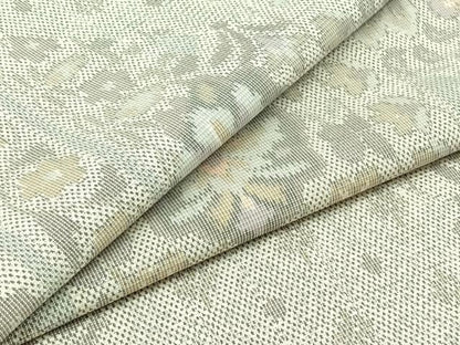 平和屋着物▽上質な紬 単衣 草花文 正絹 逸品 AABB8399jh