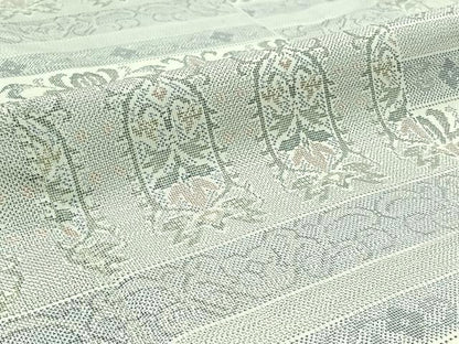 平和屋着物▽本場大島紬 白大島 単衣 9マルキ 横段花文 正絹 逸品 AABB8400jh