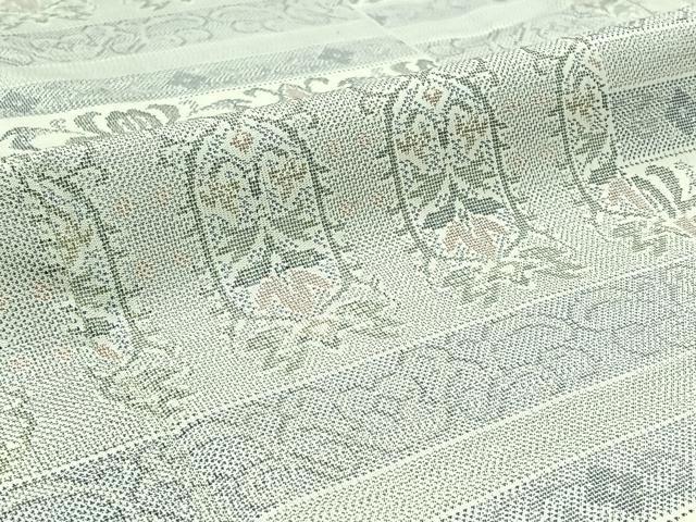 平和屋着物▽本場大島紬 白大島 単衣 9マルキ 横段花文 正絹 逸品 AABB8400jh