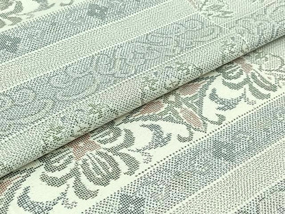 平和屋着物▽本場大島紬 白大島 単衣 9マルキ 横段花文 正絹 逸品 AABB8400jh