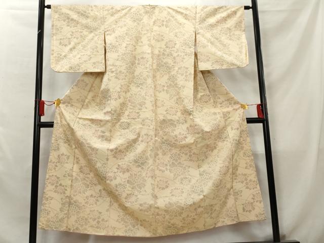 平和屋着物■上質な紬　草花文　正絹　逸品　AABB8473cs