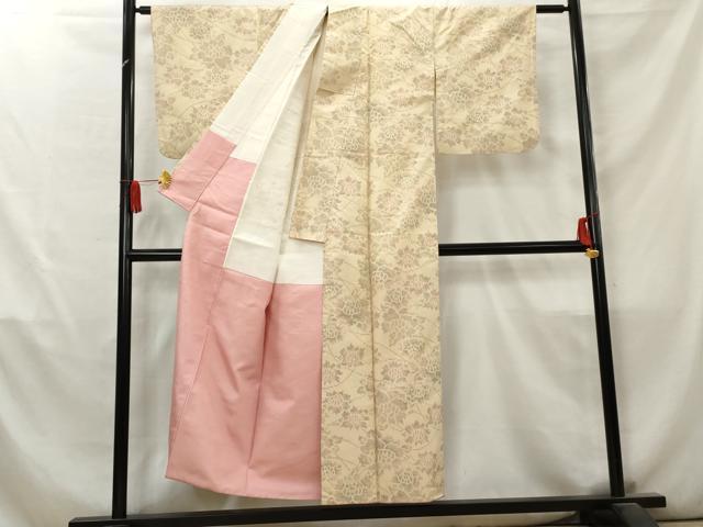 平和屋着物■上質な紬　草花文　正絹　逸品　AABB8473cs