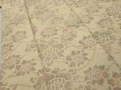 平和屋着物■上質な紬　草花文　正絹　逸品　AABB8473cs