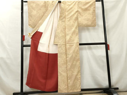 平和屋着物■上質な紬　草花文　正絹　逸品　AABB8476cs