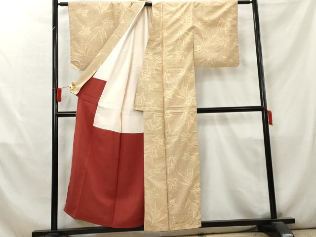 平和屋着物■上質な紬　草花文　正絹　逸品　AABB8476cs