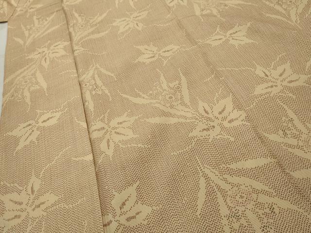 平和屋着物■上質な紬　草花文　正絹　逸品　AABB8476cs