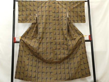 平和屋着物■上質な紬　抽象文様　正絹　逸品　AABB8491cs