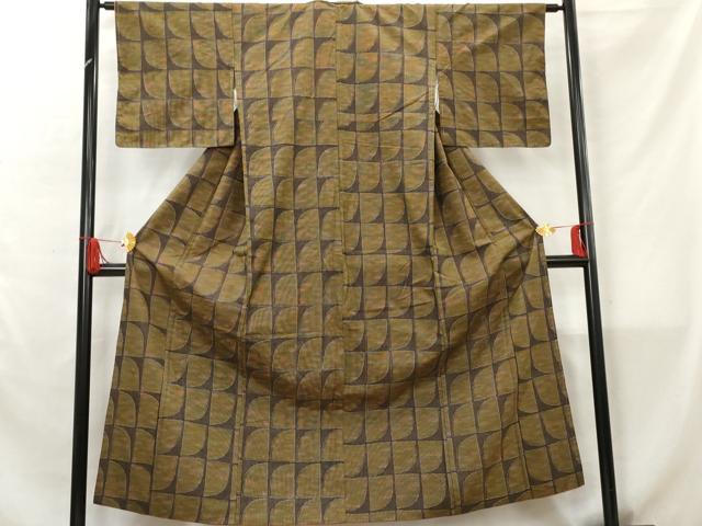 平和屋着物■上質な紬　抽象文様　正絹　逸品　AABB8491cs