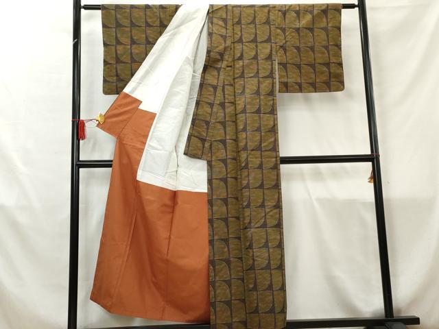 平和屋着物■上質な紬　抽象文様　正絹　逸品　AABB8491cs