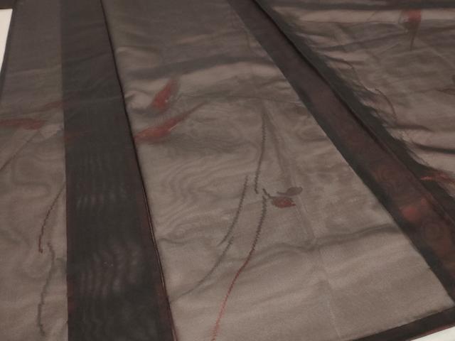 平和屋着物＊夏物 小紋 紗 草花文 正絹 逸品 未使用 AABB8604st