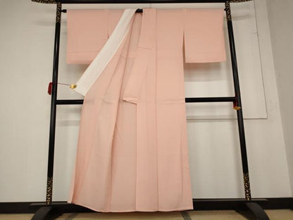 平和屋着物＊夏物 色無地 絽 珊瑚色 正絹 逸品 AABB8609st