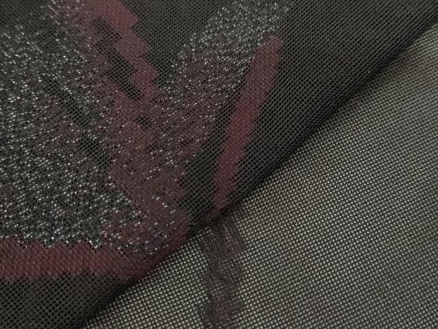 平和屋着物＊夏物 小紋 紗 草花文 黒地 正絹 逸品 未使用 AABB8612st