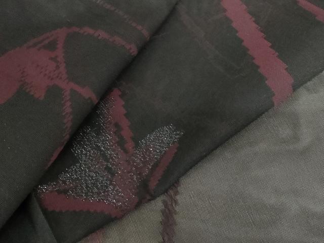 平和屋着物＊夏物 小紋 紗 草花文 黒地 正絹 逸品 未使用 AABB8612st