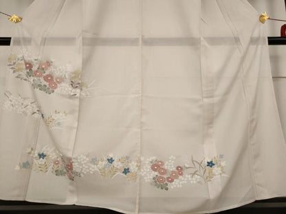 平和屋着物＊夏物 訪問着 縦絽 草花文 鈴乃屋扱い 正絹 逸品 AABB8614st