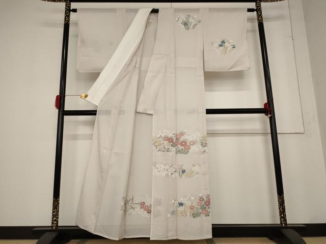 平和屋着物＊夏物 訪問着 縦絽 草花文 鈴乃屋扱い 正絹 逸品 AABB8614st