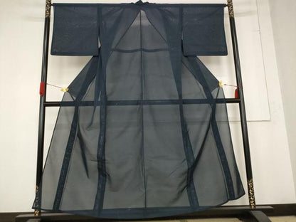 平和屋着物＊夏物 小紋 紗 枝葉文 正絹 逸品 AABB8617st