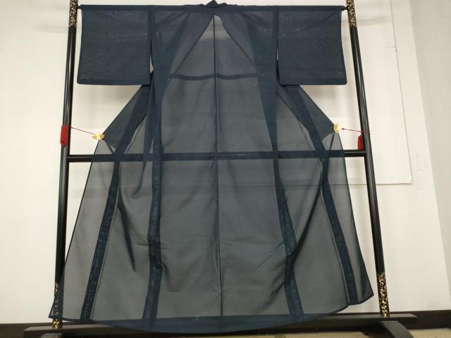 平和屋着物＊夏物 小紋 紗 枝葉文 正絹 逸品 AABB8617st