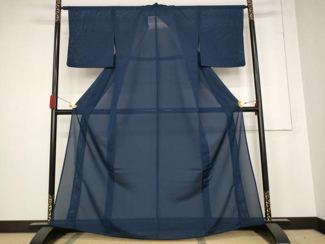 平和屋着物＊夏物 色無地 絽 留紺色 洗える着物 AABB8623st