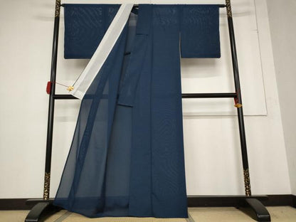 平和屋着物＊夏物 色無地 絽 留紺色 洗える着物 AABB8623st