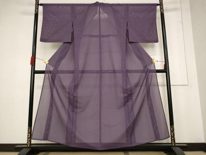 平和屋着物＊夏物 色無地 絽 古代紫色 洗える着物 AABB8625st