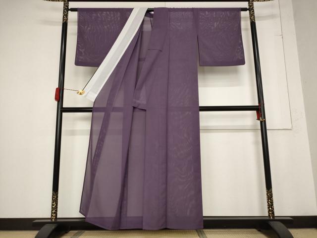 平和屋着物＊夏物 色無地 絽 古代紫色 洗える着物 AABB8625st