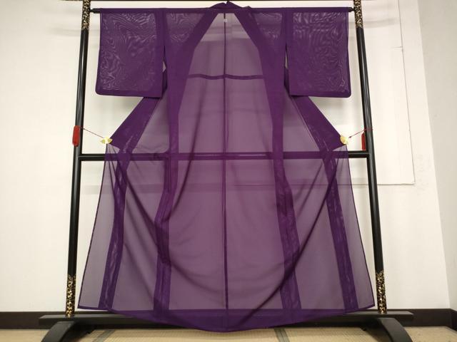 平和屋着物＊夏物 色無地 絽 紫紺色 洗える着物 AABB8627st