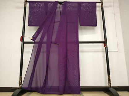 平和屋着物＊夏物 色無地 絽 紫紺色 洗える着物 AABB8627st