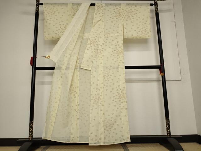 平和屋着物＊夏物 小紋 絽 扇散らし文 洗える着物 AABB8628st