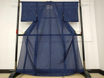 平和屋着物＊夏物　小紋　絽　トンボ　蜻蛉　勝虫　洗える着物　AABB8630st