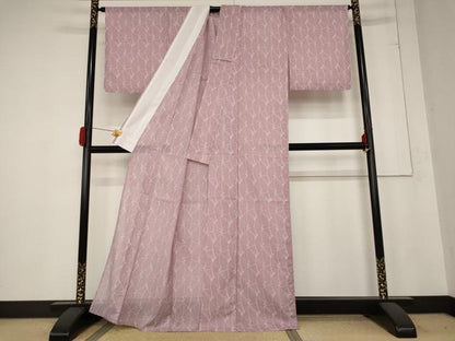 平和屋着物＊夏物 小紋 絽 幾何学花文 洗える着物 AABB8631st