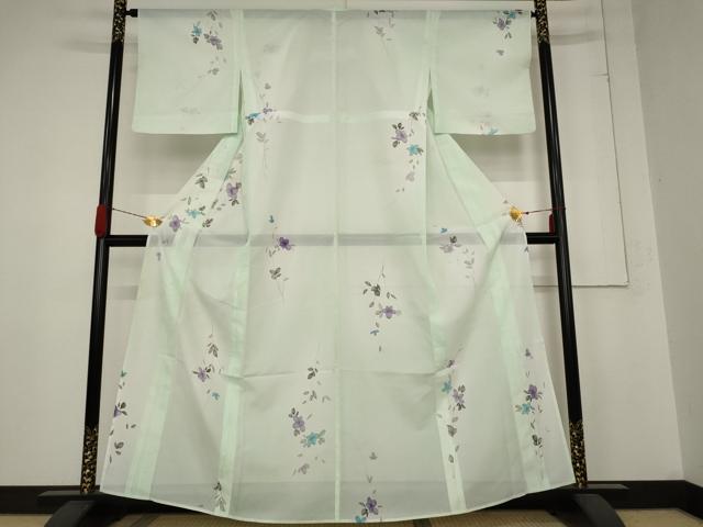平和屋着物＊夏物 訪問着 絽 舞花文 暈し染め 金彩 洗える着物 AABB8633st
