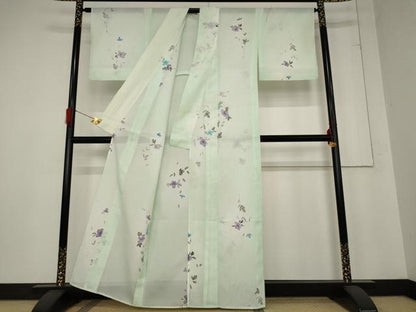平和屋着物＊夏物 訪問着 絽 舞花文 暈し染め 金彩 洗える着物 AABB8633st