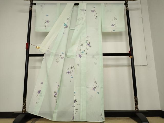 平和屋着物＊夏物 訪問着 絽 舞花文 暈し染め 金彩 洗える着物 AABB8633st