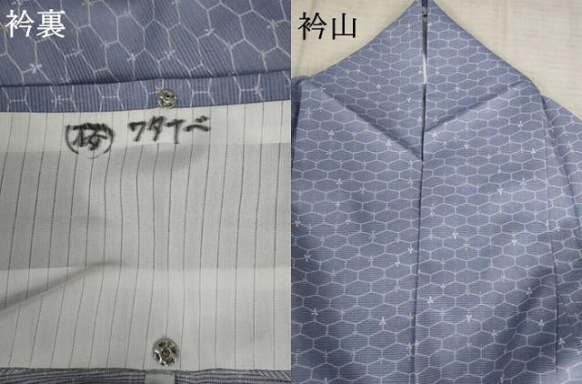 平和屋着物＊夏物　小紋　絽　亀甲花文　洗える着物　AABB8634st