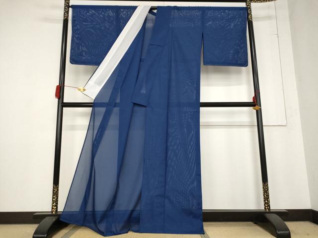 平和屋着物＊夏物　色無地　絽　紺青色　洗える着物　未使用　AABB8635st