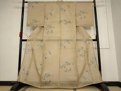 平和屋着物＊夏物 小紋 草花文 金彩 正絹 逸品 AABB8637st