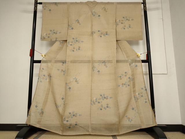 平和屋着物＊夏物 小紋 草花文 金彩 正絹 逸品 AABB8637st