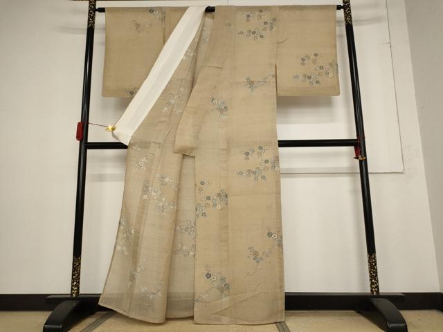 平和屋着物＊夏物 小紋 草花文 金彩 正絹 逸品 AABB8637st