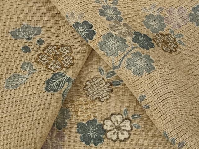 平和屋着物＊夏物 小紋 草花文 金彩 正絹 逸品 AABB8637st