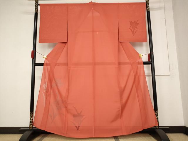 平和屋着物＊夏物 無地絵羽訪問着 絽 草花紋紗 正絹 逸品 AABB8642st