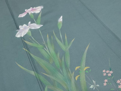 平和屋着物＊夏物 訪問着 絽 手描き 草花文 正絹 逸品 AABB8643st