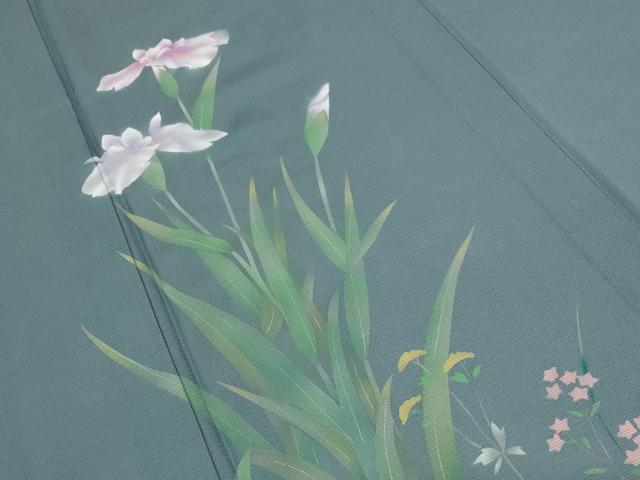 平和屋着物＊夏物 訪問着 絽 手描き 草花文 正絹 逸品 AABB8643st