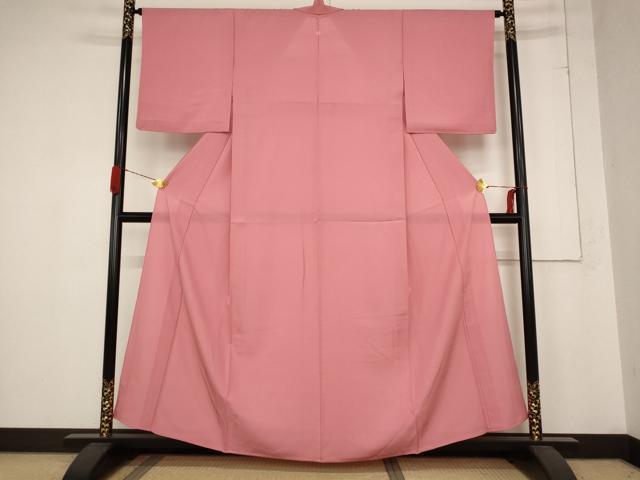平和屋着物＊夏物 色無地 絽 真朱色 正絹 逸品 AABB8644st