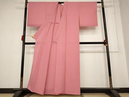 平和屋着物＊夏物 色無地 絽 真朱色 正絹 逸品 AABB8644st