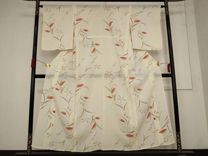 平和屋着物＊夏物 小紋 絽 草花文 正絹 逸品 AABB8645st