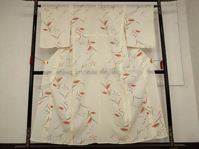 平和屋着物＊夏物 小紋 絽 草花文 正絹 逸品 AABB8645st