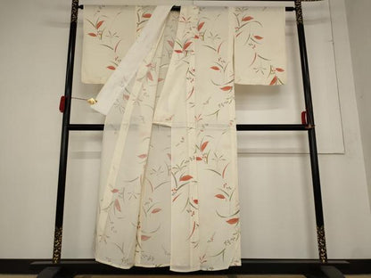平和屋着物＊夏物 小紋 絽 草花文 正絹 逸品 AABB8645st