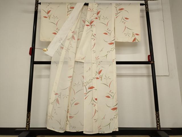 平和屋着物＊夏物 小紋 絽 草花文 正絹 逸品 AABB8645st